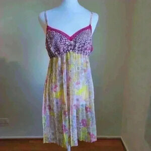 NWOT Liberty Of London Y2K Bright Floral Camisole Pleated Sheer Tank L